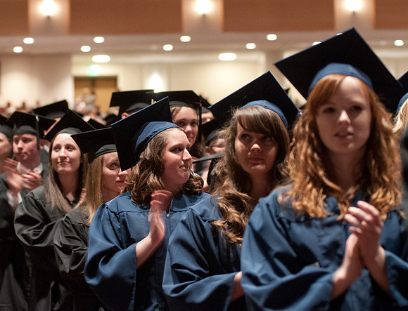 Winter 2012 Commencement, graduates during commencement addresses