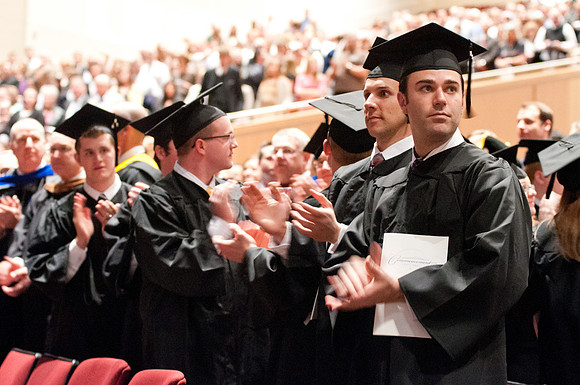 Winter 2012 Commencement, graduates during commencement addresses