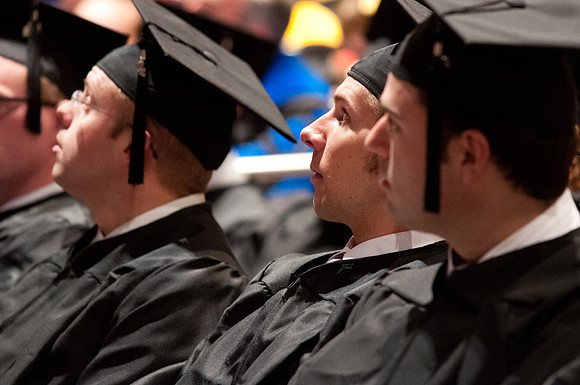 Winter 2012 Commencement, graduates during commencement addresses