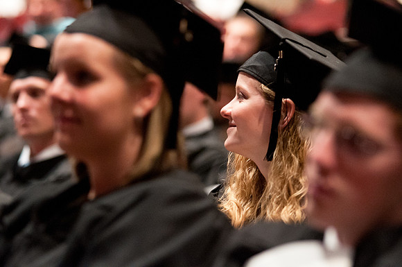 Winter 2012 Commencement, graduates during commencement addresses