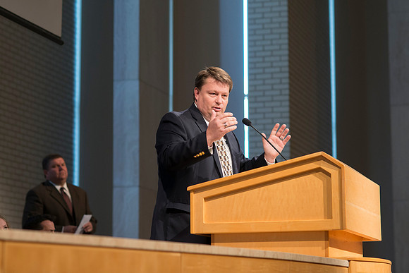 New Freshman and their parents Get Connected with BYU-Idaho's new President and his wife during an orientation meeting.