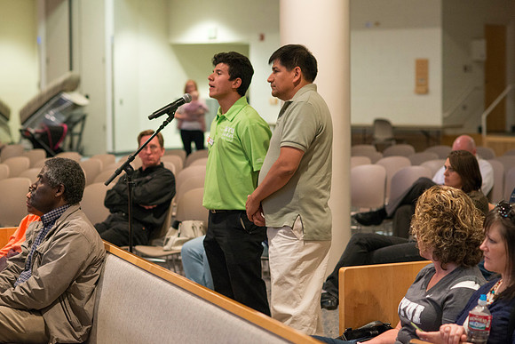 New Freshman and their parents Get Connected with BYU-Idaho's new President and his wife during an orientation meeting.