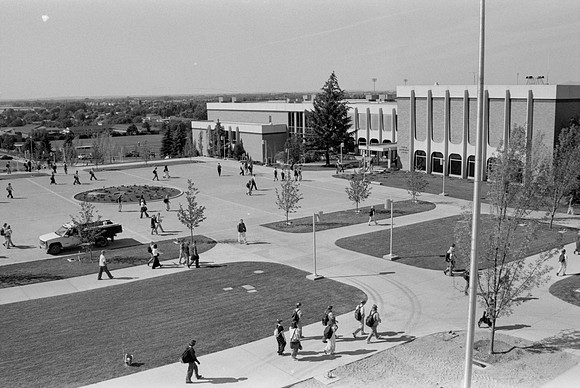 The Manwaring Center in 1999 while construction goes on around it.