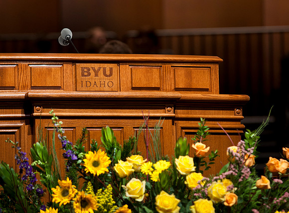 Podium in the new BYU-Idaho Center