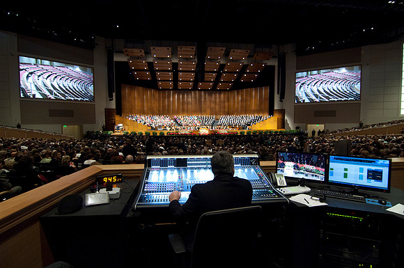 Audio controls in the BYU-Idaho Center.