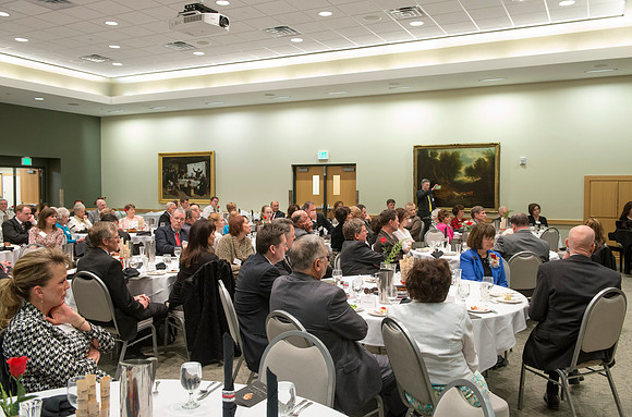 Eliza R. Snow Award members and guest enjoy an evening of god food and entertainment honoring Rick and Cheryl Hansen for their service towards the Arts.