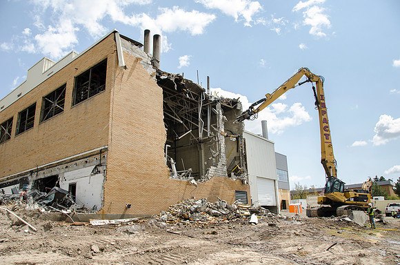 Demolition begins on the old part of the Heating Plant.