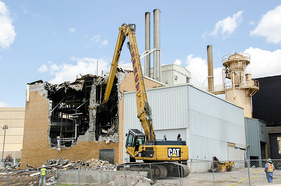 Demolition begins on the old part of the Heating Plant.