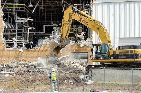 Demolition begins on the old part of the Heating Plant.