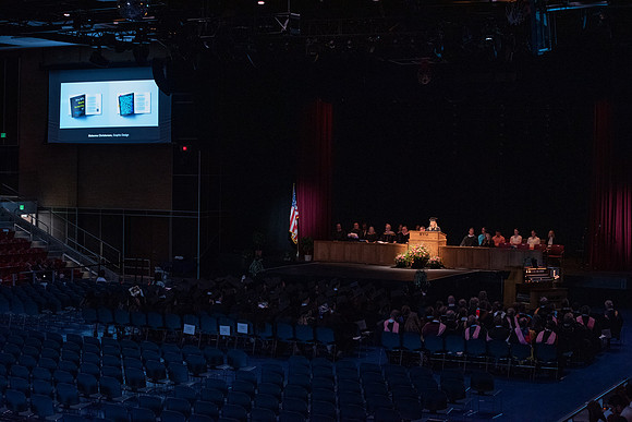 Graduates during convocation for the College of Performing and Visual Arts.