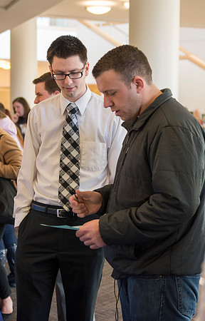 Students showcase their final senior projects for others to see.