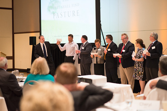 Eric Conrad leads a discussion on the use of the BYU-Idaho Center at the President's Advancement Council.