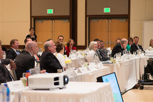 Eric Conrad leads a discussion on the use of the BYU-Idaho Center at the President's Advancement Council.