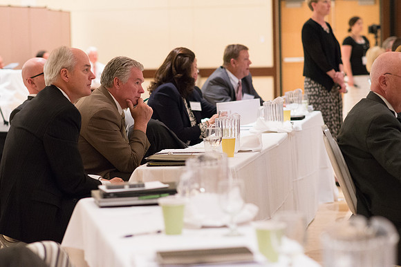Eric Conrad leads a discussion on the use of the BYU-Idaho Center at the President's Advancement Council.