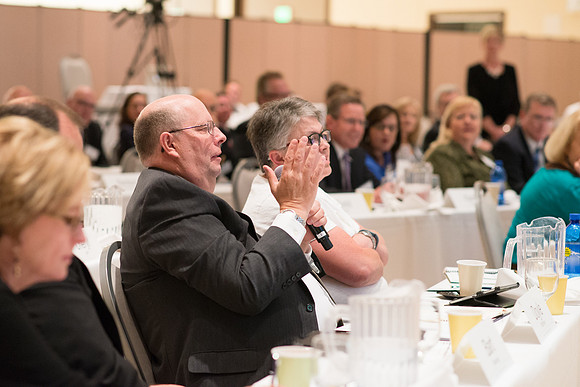 Eric Conrad leads a discussion on the use of the BYU-Idaho Center at the President's Advancement Council.
