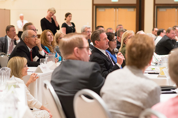 Eric Conrad leads a discussion on the use of the BYU-Idaho Center at the President's Advancement Council.