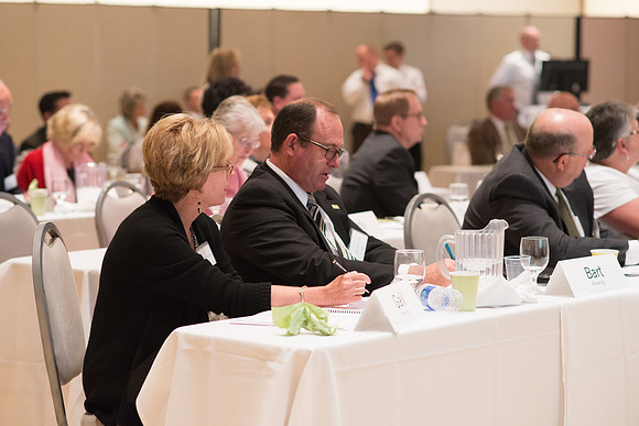 Eric Conrad leads a discussion on the use of the BYU-Idaho Center at the President's Advancement Council.