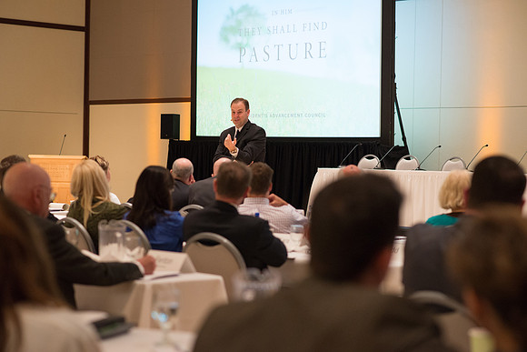Eric Conrad leads a discussion on the use of the BYU-Idaho Center at the President's Advancement Council.