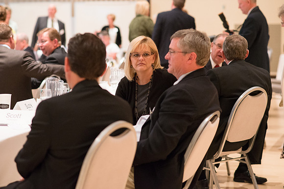 Students and members of the President's Advancement Council meet.