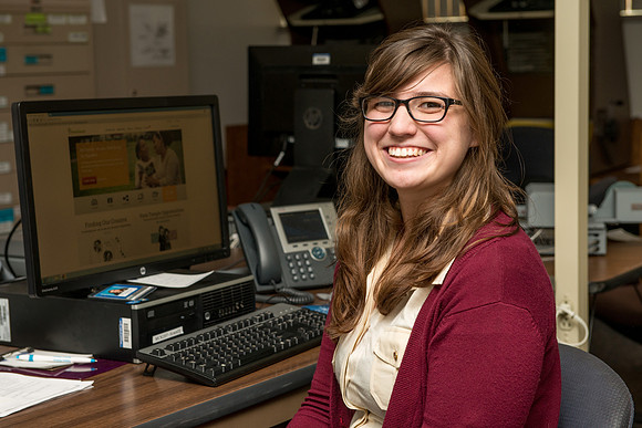 Student employee Christina Harline from the BYU-I Family History Center.