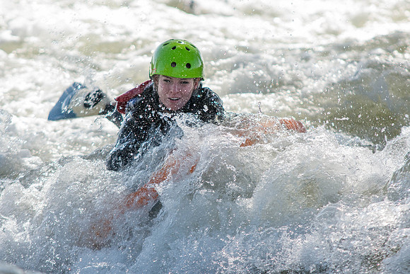Students go riverboarding near Blackfoot, ID as a part of BYU-Idaho's Outdoor Activities.