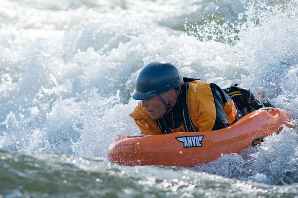 Students go riverboarding near Blackfoot, ID as a part of BYU-Idaho's Outdoor Activities.
