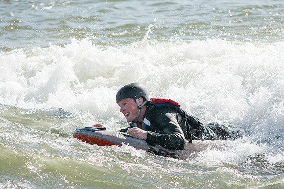 Students go riverboarding near Blackfoot, ID as a part of BYU-Idaho's Outdoor Activities.