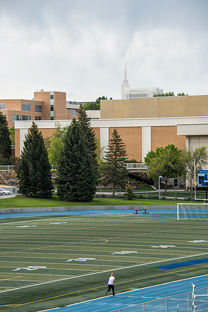 View of temple and the stadium from the Northpoint balcony.