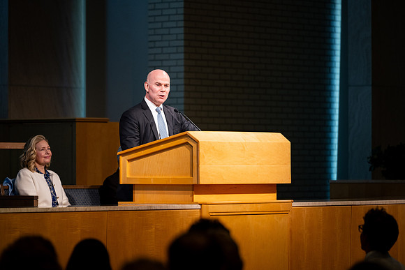 Mark H. and Laura F. Willes Forum in the Taylor Chapel.