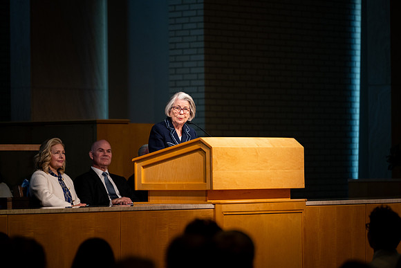 Mark H. and Laura F. Willes Forum in the Taylor Chapel.