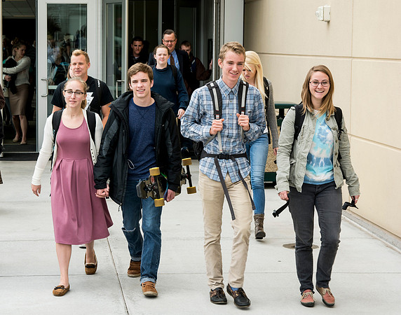 Students make their way out of the I-Center after Devotional.