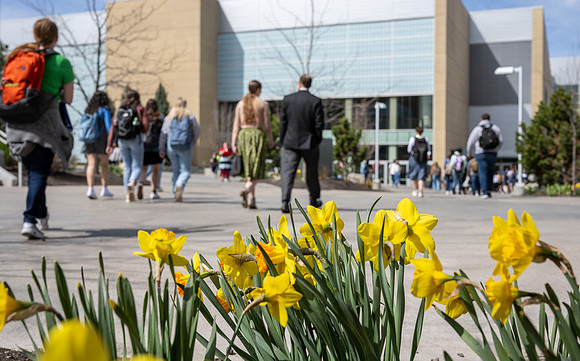 Students gather for devotional at the beginning of Spring Semester.
