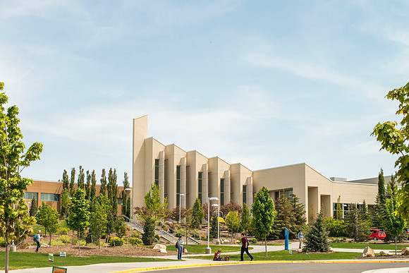 A view of the Taylor Building in the Spring Semester.