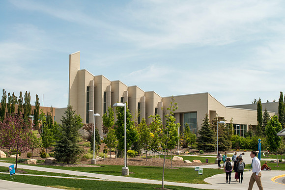 A view of the Taylor Building in the Spring Semester.