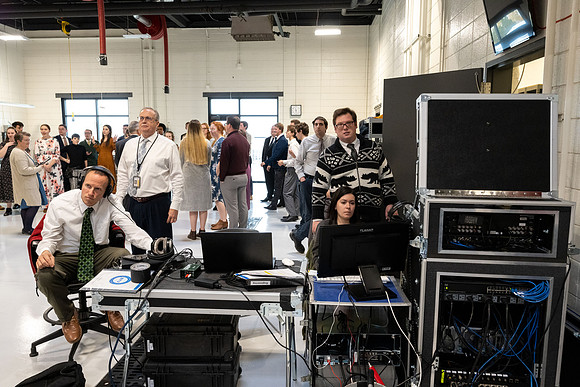 Dedication of the Engineering Technology Center, the Visual Arts Center and the University Village Community Center originated from the automotive shop in the ETC.