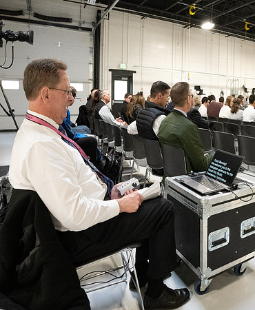 Dedication of the Engineering Technology Center, the Visual Arts Center and the University Village Community Center originated from the automotive shop in the ETC.