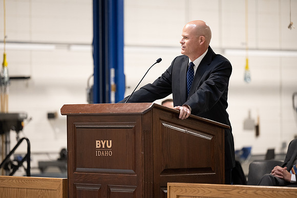 Dedication of the Engineering Technology Center, the Visual Arts Center and the University Village Community Center originated from the automotive shop in the ETC.