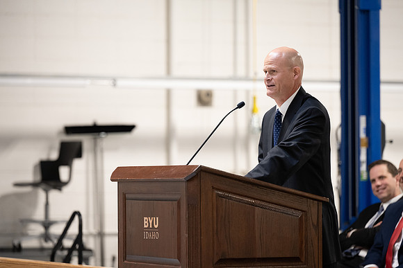 Dedication of the Engineering Technology Center, the Visual Arts Center and the University Village Community Center originated from the automotive shop in the ETC.