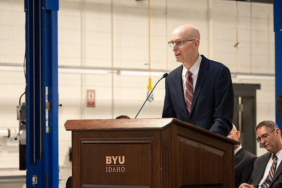 Dedication of the Engineering Technology Center, the Visual Arts Center and the University Village Community Center originated from the automotive shop in the ETC.