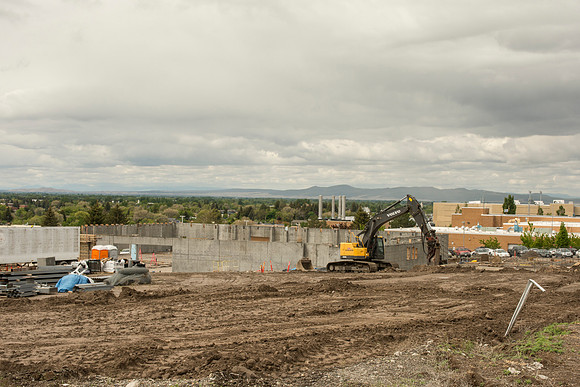 The construction progress of the new science and technology building. Scheduled to be complete Fall 2016.