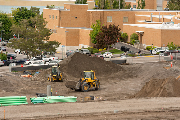 The construction progress of the new science and technology building. Scheduled to be complete Fall 2016.