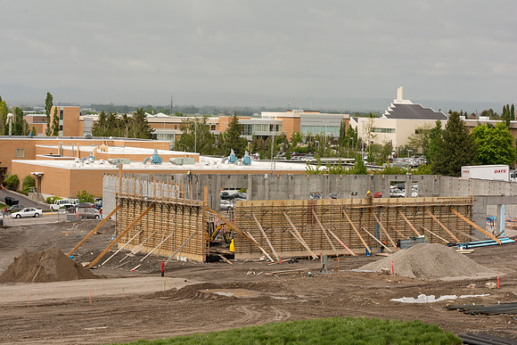 The construction progress of the new science and technology building. Scheduled to be complete Fall 2016.