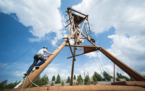 Sister Grant, Communication Teacher, takes her Comm 150 class to the ropes course to teach leadership, team work, and overcoming fears.