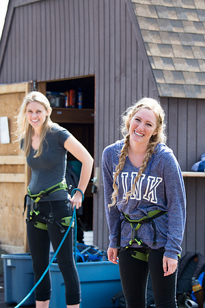 Sister Grant, Communication Teacher, takes her Comm 150 class to the ropes course to teach leadership, team work, and overcoming fears.