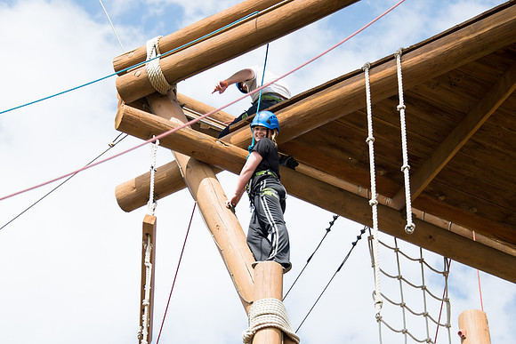 Sister Grant, Communication Teacher, takes her Comm 150 class to the ropes course to teach leadership, team work, and overcoming fears.