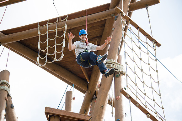 Sister Grant, Communication Teacher, takes her Comm 150 class to the ropes course to teach leadership, team work, and overcoming fears.