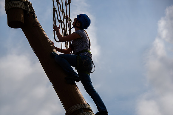 Sister Grant, Communication Teacher, takes her Comm 150 class to the ropes course to teach leadership, team work, and overcoming fears.