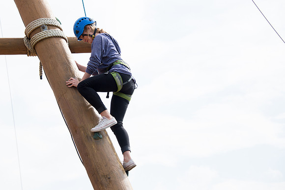 Sister Grant, Communication Teacher, takes her Comm 150 class to the ropes course to teach leadership, team work, and overcoming fears.