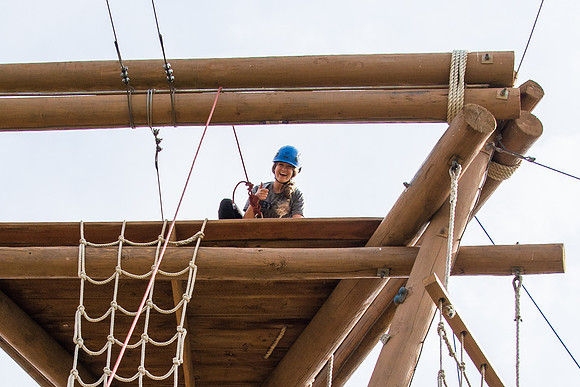 Sister Grant, Communication Teacher, takes her Comm 150 class to the ropes course to teach leadership, team work, and overcoming fears.