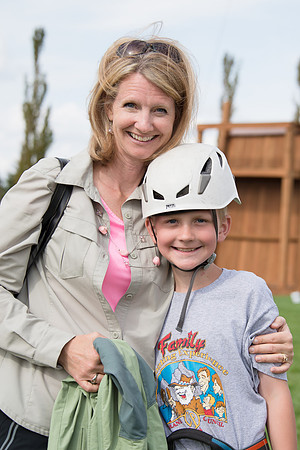 Sister Grant, Communication Teacher, takes her Comm 150 class to the ropes course to teach leadership, team work, and overcoming fears. Sister Grant and her son, Michael.